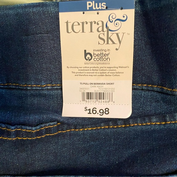 🐠 Terra& Sky Women’s Pull On Denim Jean Shorts. Plus. Size 4X. NWT.Pockets. - Picture 5 of 5